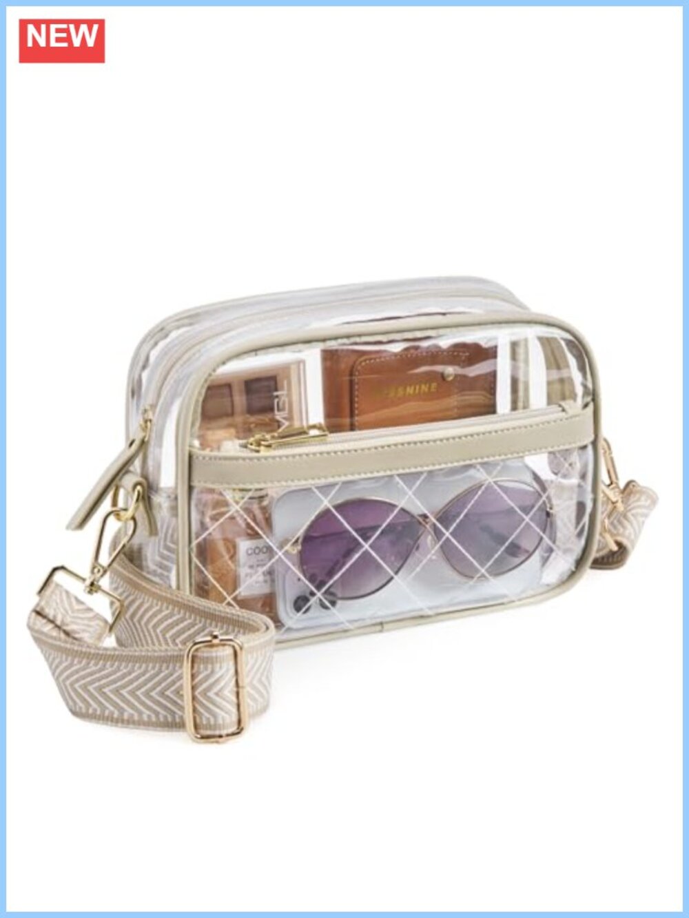 Clear Crossbody Bag Quilted PVC Stadium Approved Small Purse